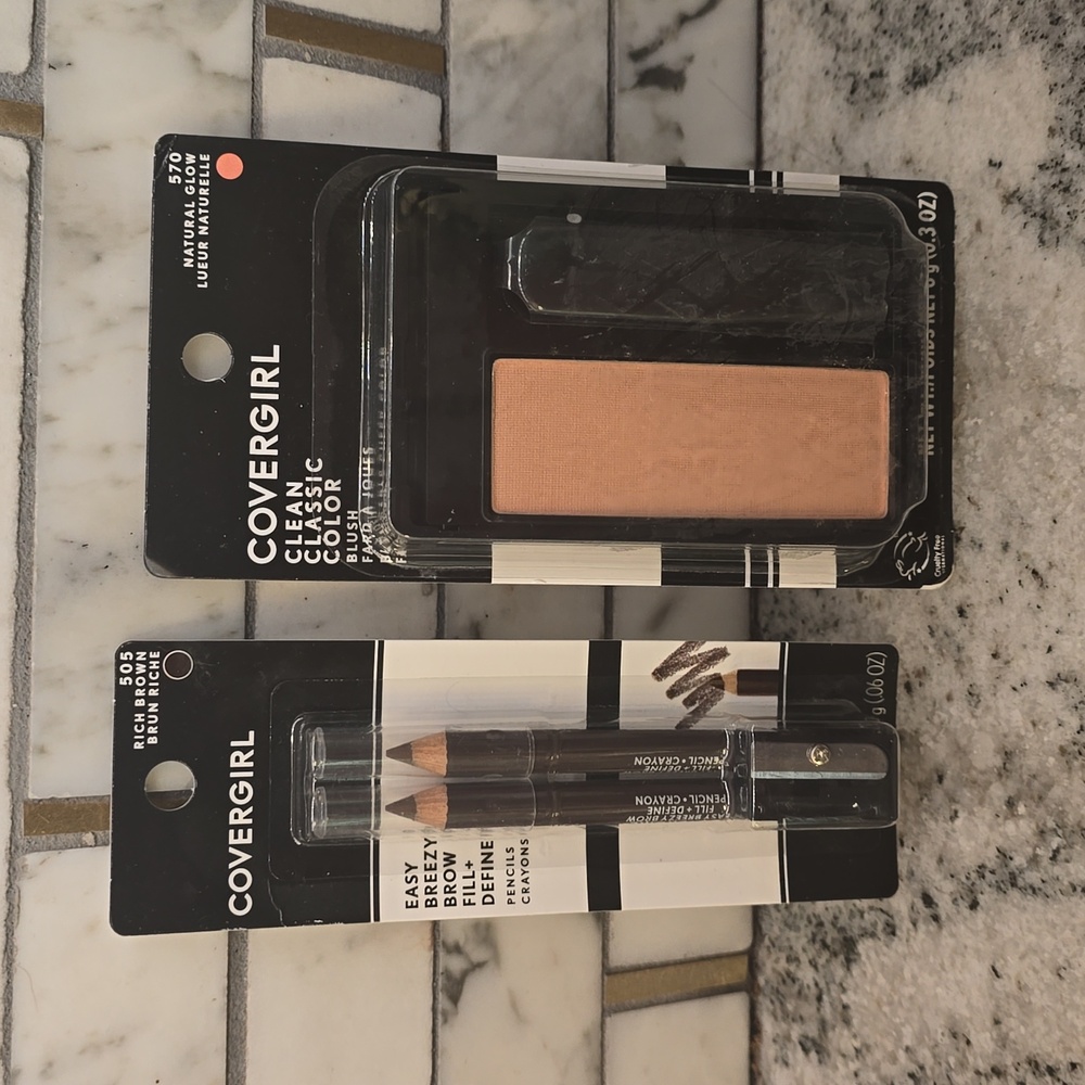 Covergirl Brow Pencil + Blush Lot "Rich Brown" And "Natural Glow"